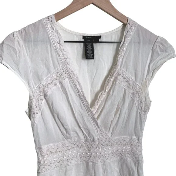 BCBGMAXAZRIA White Cotton Eyelet Lace Dress Size 6 - Picture 2 of 5